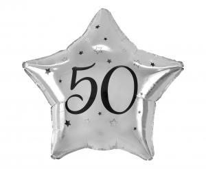Balon foliowy 50 gwiazda srebrna, nadruk czarny 19cal Godan (FG-G50C)