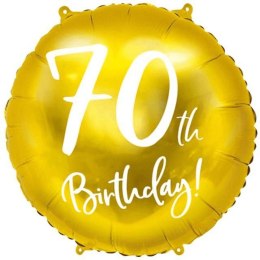Balon foliowy Partydeco 70 urodziny, złoty 45 cm 18cal (FB24M-70-019)