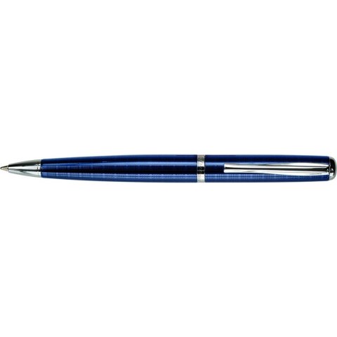 Długopis obrotowy 10B1-DC Titanum metalowy niebieski w kratkę srebrne wykończenie niebieski wkład 0,7 mm