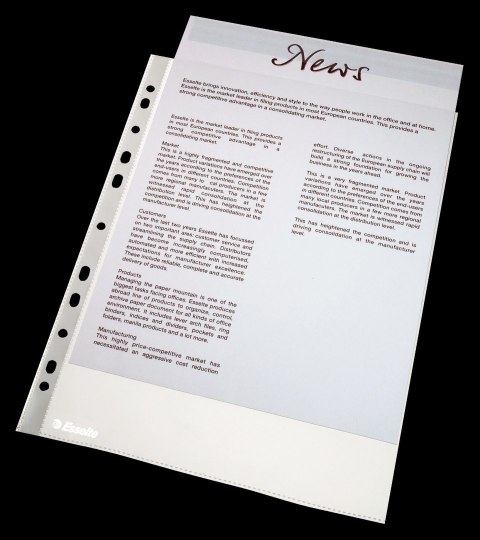 Koszulki na dokumenty groszkowe A4 kolor: przezroczysty typu U 35 mic. Esselte (16690)