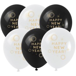 Balon gumowy Arpex Happy New Year (6 szt.) mix 250mm (KB8213)