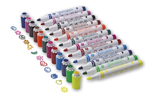 Flamaster okrągłe z pieczątkami 12 kol. Fun&Joy (FJGCP20501-12)