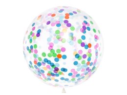 Balon gumowy z okrągłym konfetti, 1m, mix transparentny 1000mm 36cal Partydeco (BK36-1-000)