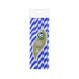 Słomka papierowe, łamane, niebieskie paski 6x200 mm/12szt. 12 szt Godan (RP-LN12)