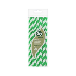 Słomka papierowe, łamane, zielone paski 6x200 mm/12szt. 12 szt Godan (RP-LZ12)
