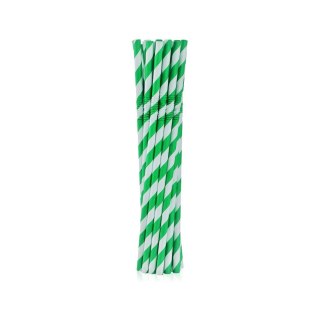 Słomka papierowe, łamane, zielone paski 6x200 mm/12szt. 12 szt Godan (RP-LZ12)