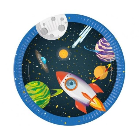 Talerz jednorazowy TALERZ PAPIEROWY rocket space papier śr. 230mm 8 szt Godan (93733)