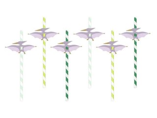 Słomka Pterodaktyl, 19.5 cm 6 szt Partydeco (NSL1)