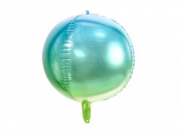 Balon foliowy Kula ombre, niebiesko-zielony, 35cm 14cal Partydeco (FB39-001)
