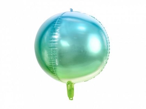 Balon foliowy Kula ombre, niebiesko-zielony, 35cm 14cal Partydeco (FB39-001)