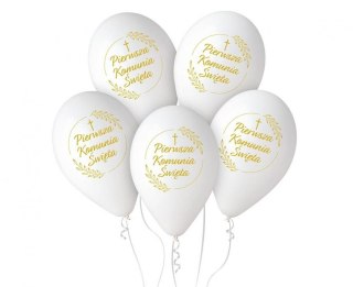 Balon gumowy Pierwsza Komunia Św. (kłosy) biały 320mm 13cal Godan (GS110/PKK/25)