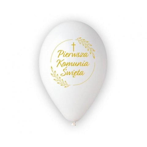 Balon gumowy Pierwsza Komunia Św. (kłosy) biały 320mm 13cal Godan (GS110/PKK/25)