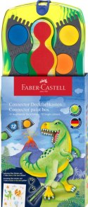 Farby akwarelowe Dinozaury +brokat + naklejki 12 kolor. Faber Castell (125013 FC)