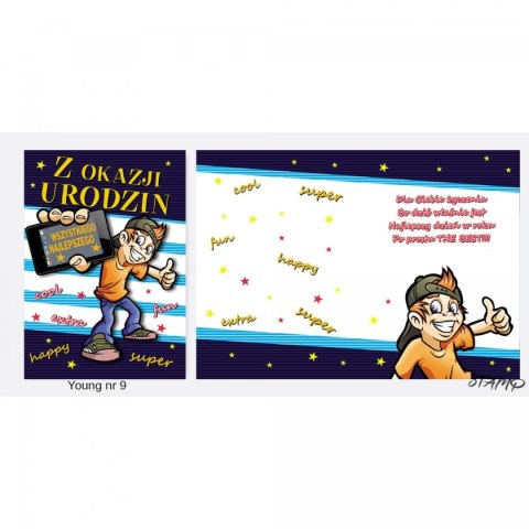Kartka składana Young Urodzinowy dla chłopaka B6 Ev-corp (STKY-009)