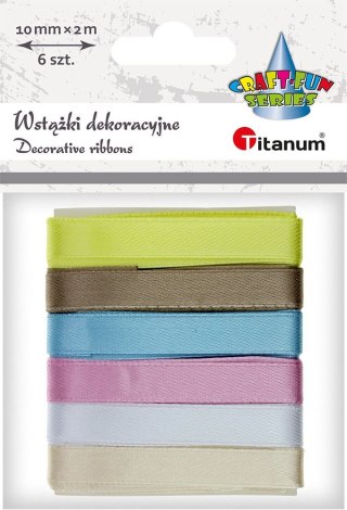 Wstążka Craft-Fun Series 2324015-A 6 kolorów 10x2 [mm x m] mix Titanum (1cmx2m)