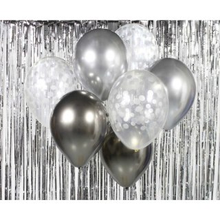 Balon foliowy bukiet balonowy srebrno-grafitowy 12cal Godan (BB-SRG7)