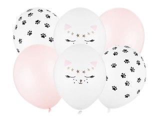Balon gumowy Kotek, mix 6 sztuk mix 300mm Partydeco (B14P-306-000-6)