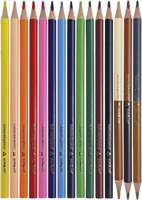 Kredki ołówkowe 12 kolorów+ 3 dwustronne cieliste trójkątne 18 kol. Fun&Joy