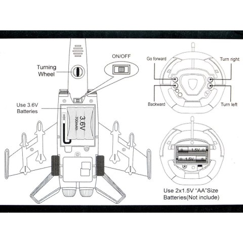 Samolot myśliwski na rado, 4 funkcje, jeździ, z ładowarką Adar (522138)