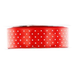 Wstążka satynowa kropki 25x25 [mm x m] czerwony Partydeco (TSK25-007-08)