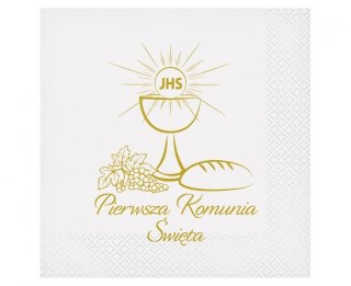 Serwetki Pierwsza Komunia Święta (kielich) biały papier [mm:] 330x330 Godan (PW-SKJH)