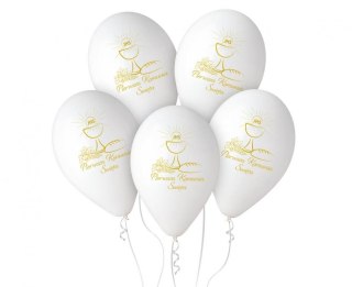 Balon gumowy Pierwsza Komunia Św. (kielich) 5 szt. biały 320mm 13cal Godan (GS120/PKK)