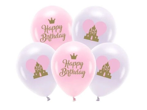 Balon gumowy Eco 33 cm, Happy Birthday mix 330mm Partydeco (ECO33P-205-000-5)