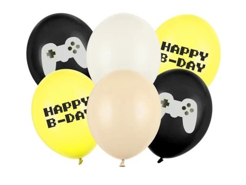 Balon gumowy Happy B-day mix 300mm Partydeco (SB14P-336-000-6)