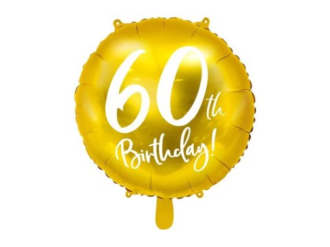 Balon foliowy 60 urodziny, złoty 45 cm (18\\ 18cal Partydeco (FB24M-60-019)