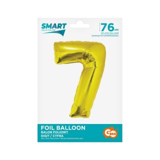 Balon foliowy Smart cyfra 7 złota 76cm Godan (CH-SZL7)