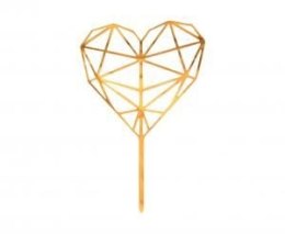 Dekoracja na tort Godan akrylowa na tort Diamond Heart, złota, 16x10 cm (PF-DADH)