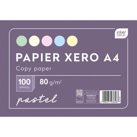 Papier kolorowy A4 mix Interdruk (PAKSA4PASTEL)