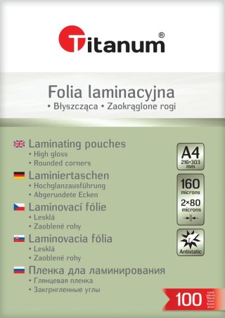 Folia do laminowania A4 przezroczysty 80mic. [mm:] 216x303 Titanum
