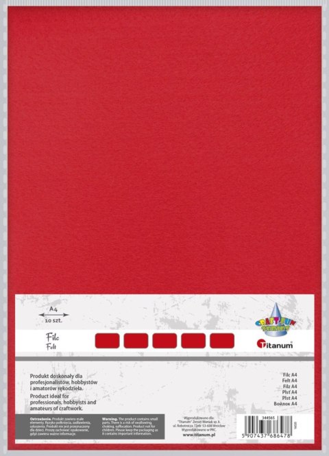 Filc Craft-Fun Series A4 kolor: czerwony 10 ark. [mm:] 210x297 Titanum (344565)