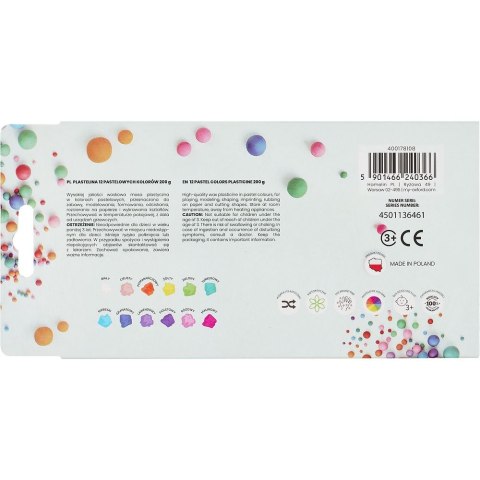 Plastelina 12 kol. pastelowa mix 200g Oxford (400178108)