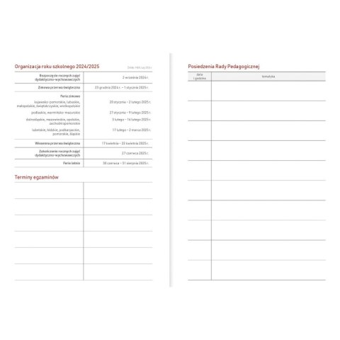 Kalendarz nauczyciela książkowy (terminarz) B6TN089B- 2024/2025 B6 PCV bezbarwny B6 Wydawnictwo Wokół Nas (MOTYLE)