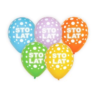 Balon gumowy Sto lat/mix kolor, 5 szt. mix 300mm 12cal Godan (GZ-STL5)