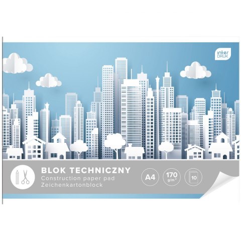 Blok techniczny A4 biały 170g 10k Interdruk (BLT)