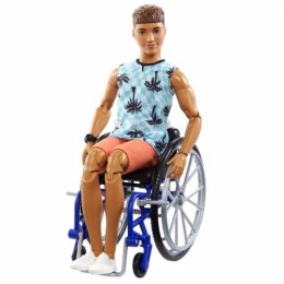 Lalka Barbie na wózku inwalidzkim w koszulce w palmy 290mm (HJT59)