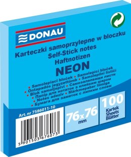 Notes samoprzylepny Donau Neon niebieski 100k 76mm x 76mm (7586011-10)