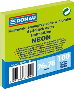 Notes samoprzylepny Donau Neon zielony 100k 76mm x 76mm (7586011-06)
