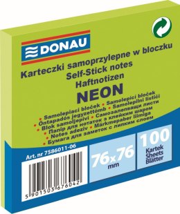 Notes samoprzylepny Donau Neon zielony 100k 76mm x 76mm (7586011-06)