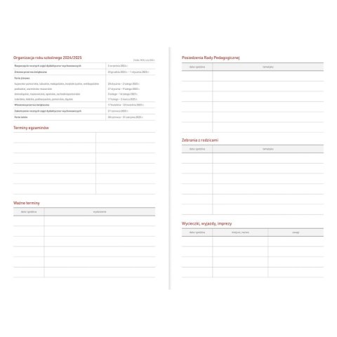 Kalendarz nauczyciela książkowy (terminarz) B5TN060B- 2024/2025 B5 PCV bezbarwny B5 Wydawnictwo Wokół Nas (EKOLEN)