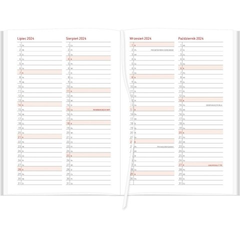 Kalendarz nauczyciela książkowy (terminarz) NEBRASKA czerwony 2024/2025 A5 tygodniowy A5 Wydawnictwo Wokół Nas (A5TN070B-)