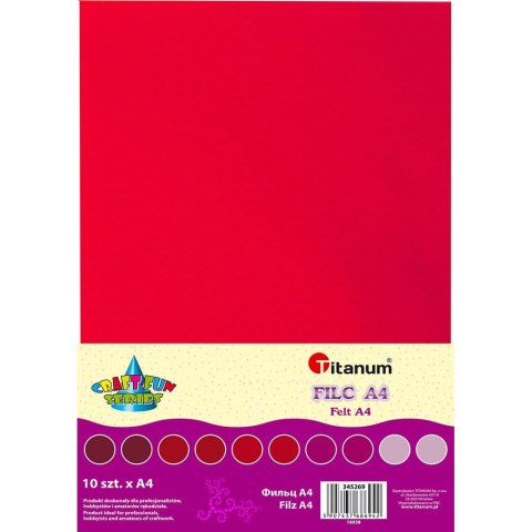 Filc Craft-Fun Series tonacja czerwona 10 ark. Titanum (345269)