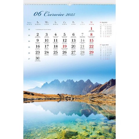 Kalendarz ścienny PEJZAŻE TATRZAŃSKIE WIELOPLANSZOWY 12K 320mm x 470mm Lucrum (RW3)