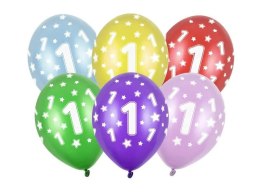 Balon gumowy 1st Birthday, Metallic Mix mix 300mm Partydeco (SB14M-001-000)