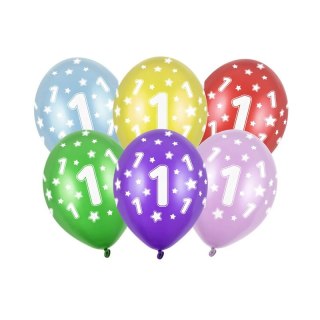 Balon gumowy 1st Birthday, Metallic Mix mix 300mm Partydeco (SB14M-001-000)