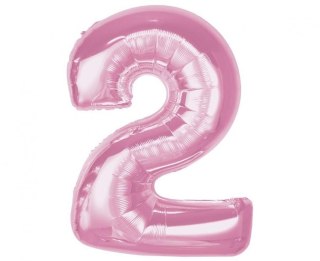 Balon foliowy Smart, cyfra 2, j. różowa, 92 cm Godan (CH-S9J2)