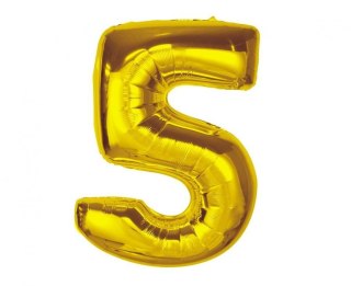 Balon foliowy Smart, cyfra 5, złota, 92 cm Godan (CH-S9Z5)